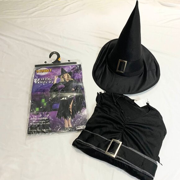 Spirit Halloween Wicked Gothic Witch Costume Dress Hat Belt Women's S/M W/ Bag - Picture 7 of 16